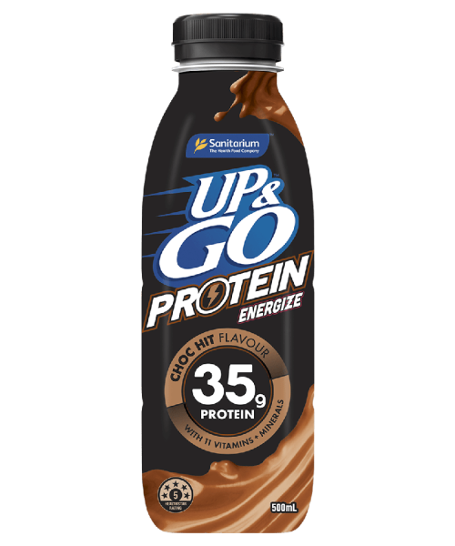 UP & GO – ENERGIZE – CHOC HIT – PET 500ML – 8PK