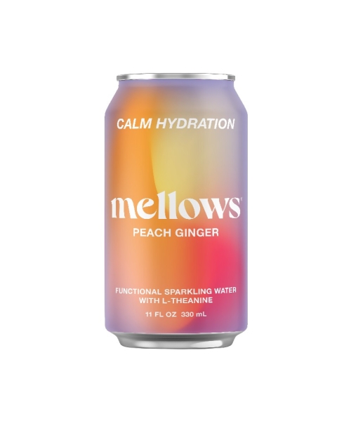 MELLOWS – SPARKLING WATER – PEACH & GINGER – CANS 330ML – 24PK