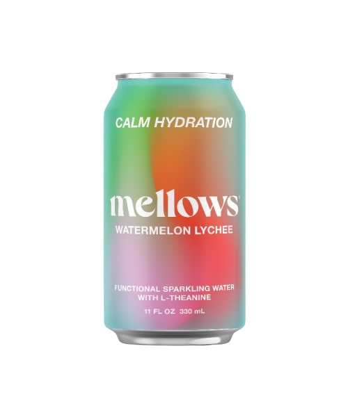 MELLOWS – SPARKLING WATER – WATERMELON & LYCHEE – CANS 330ML – 24PK